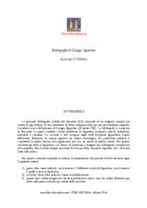 Filosofia Italiana  Bibliografia di Giorgio Agamben