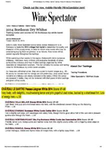 2014 Bordeaux Dry Whites...atures | Wine Spectator