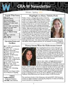 Winter - Spring 2014 Inside This Issue Alum News..............................2 Individual Donors...................7 Mary Jean Harrold..................8