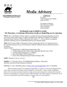 Media Advisory FOR IMMEDIATE RELEASE Wednesday, January 22, 2003 CONTACT: To enroll: