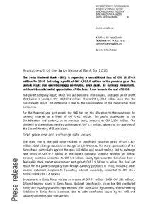 Annual result of the Swiss National Bank for 2010
				Annual result of the Swiss National Bank for 2010