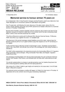 Microsoft Word - MEDIA RELEASE - Memorial service to honour airmen 70 years on