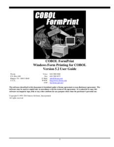 COBOL FormPrint Windows Form Printing for COBOL Version 5.2 User Guide Flexus P.O. Box 640 Bangor PA[removed]