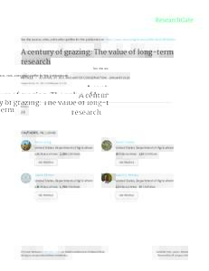 See	discussions,	stats,	and	author	profiles	for	this	publication	at:	https://www.researchgate.net/publicationA	century	of	grazing:	The	value	of	long-term research ARTICLE		in		JOURNAL	OF	SOIL	AND	WATER	CONSER
