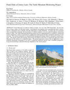 Frank Slide a Century Later: The Turtle Mountain Monitoring Project R.S. Read