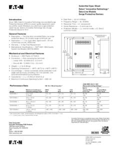 Submittal Spec Sheet Eaton® Innovative Technology® Data-Line Models Surge Protective Devices Introduction