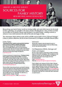 lIBRARy & ARCHIvE SERvICE  SoURCES FoR FAMIly HISToRy RESEARCHING MANx GENEAloGy