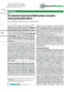 The Human Genome Organisation: towards next-generation ethics