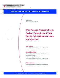 The Harvard Project on Climate Agreements  March 2015 Discussion PaperWhy Finance Ministers Favor