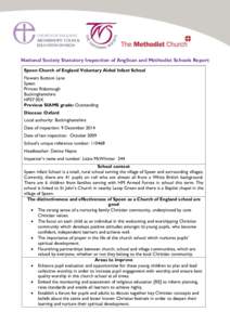 National Society Statutory Inspection of Anglican and Methodist Schools Report Speen Church of England Voluntary Aided Infant School Flowers Bottom Lane Speen Princes Risborough Buckinghamshire