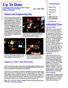 Up To Date  Inside this issue: NASA’s Independent Verification &Validation Program Educator Resource Center Newsletter