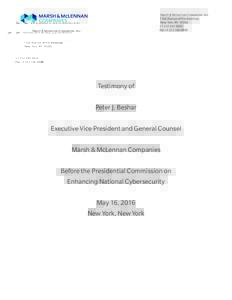 Testimony of Peter J. Beshar Before the Presidential Commission on Enhancing National Cybersecurity