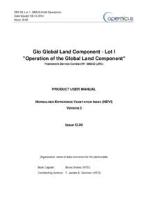 GIO-GL Lot 1, GMES Initial Operations Date Issued: Issue: I2.00 Gio Global Land Component - Lot I ”Operation of the Global Land Component”