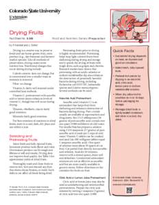 Drying Fruits Fact Sheet No.	 9.309 Food and Nutrition Series| Preparation  by P. Kendall and J. Sofos*