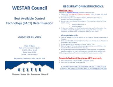 WESTAR Council Best Available Control Technology (BACT) Determination August 30-31, 2016 State of Idaho