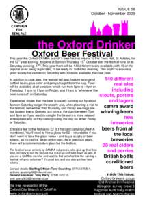 ISSUE 58 October - November 2009 the Oxford Drinker  Oxford Beer Festival