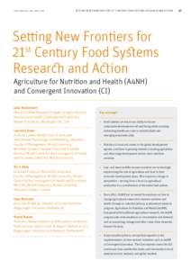 SIGHT AND L IFE | VOL. 30(1) | 2016  SETTING NEW FRONTIERS FOR 21 ST CENTURY FOOD SYSTEMS RESEARCH AND ACTION Setting New Frontiers for st