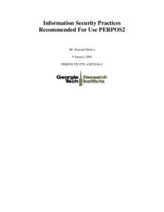 Information Security Practices Recommended For Use on the PERPOS2 Server