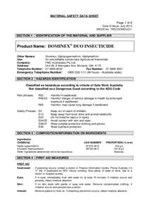 MATERIAL SAFETY DATA SHEET Page 1 of 6 Date of Issue: July 2012 MSDS No. FMC/DOMDUO/1  SECTION 1