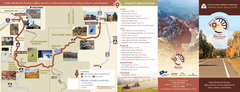 Utah’s Patchwork Parkway offers travelers a diverse patchwork of colors, cultures, and climates.  Annual Cultural Events utah’s patchWork parkWay