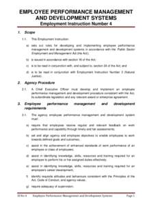 EMPLOYEE PERFORMANCE MANAGEMENT AND DEVELOPMENT SYSTEMS Employment Instruction Number[removed]Scope