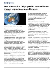 New information helps predict future climate change impacts on global tropics