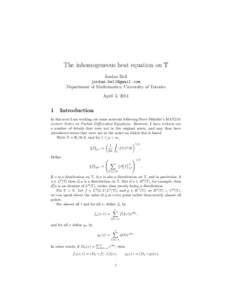 The inhomogeneous heat equation on T Jordan Bell  Department of Mathematics, University of Toronto April 3, 2014