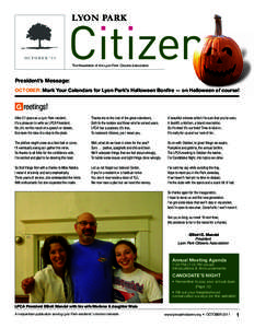 LYON PARK  OCTOBER ’11 Citizen The Newsletter of the Lyon Park Citizens Association