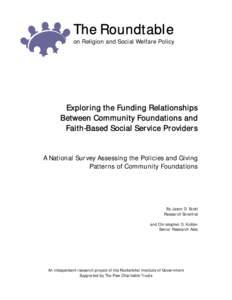 Exploring the Funding Relationships Between Community Foundations and  Faith-Based Social Service Providers