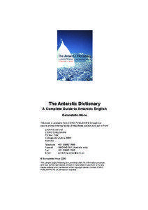 The Antarctic Dictionary A Complete Guide to Antarctic English Bernadette Hince