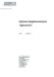 Scheme Implementation Agreement Dated 9 March 2017