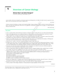 1  Overview of Cancer Biology Michael Khana and Stella Pelengarisb a