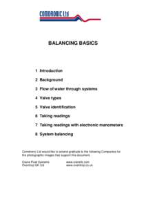 BALANCING BASICS  1 Introduction 2 Background 3 Flow of water through systems 4 Valve types