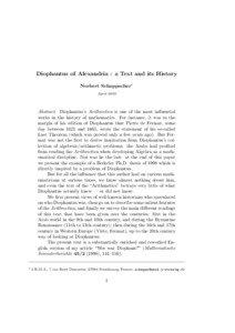 Diophantus of Alexandria : a Text and its History Norbert Schappacher∗ April 2005