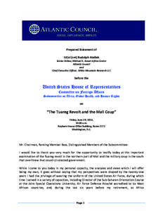 Prepared Statement of LtCol (ret) Rudolph Atallah Senior Fellow, Michael S. Ansari Africa Center Atlantic Council and Chief Executive Officer, White Mountain Research LLC