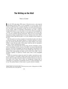 The Writing on the Wall NIKOLAI ZLOBIN