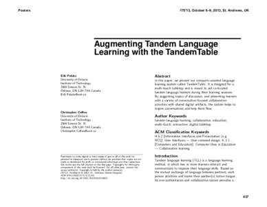 Augmenting Tandem Language Learning with the TandemTable