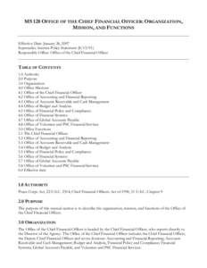 MS 128 OFFICE OF THE CHIEF FINANCIAL OFFICER: ORGANIZATION, MISSION, AND FUNCTIONS