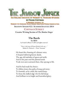 SHADOW SINGER #22 / SUMMER SOLSTICECOFFMAN STREET Creative Writing Section of The Shadow Singer  The Bards