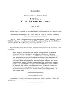 ELEVENTH DAY  F IRST C OUNCILMANIC Y EAR - S ESSION OFJOURNAL CITY COUNCIL OF BALTIMORE