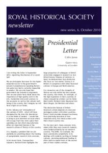 ROYAL HISTORICAL SOCIETY newsletter new series, 6, OctoberPresidential