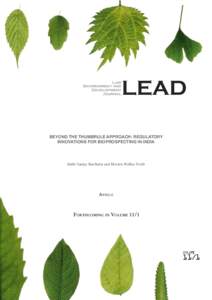 LEAD-journal.org - Regulatory Innovations for Bioprospecting in India