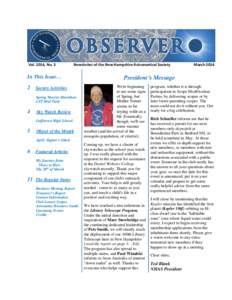 Vol. 2014, No. 3  Newsletter of the New Hampshire Astronomical Society In This Issue…