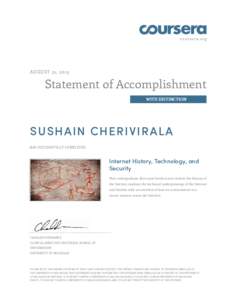 coursera.org  AUGUST 21, 2013 Statement of Accomplishment WITH DISTINCTION