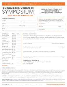 SYMPOSIUM: July 11-13, 2017 | ANCILLARY MEETINGS: July 10 and 14, 2017 | Hilton San Francisco Union Square  BENEFACTOR, EXHIBITING AND ADVERTISING OPPORTUNITIES CONTRACT