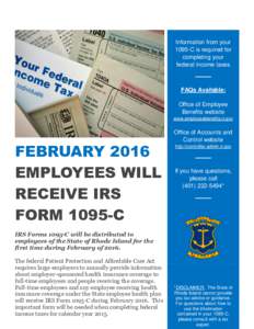 Information from your 1095-C is required for completing your federal income taxes  FAQs Available: