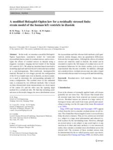 Biomech Model Mechanobiol:99–113 DOIs10237x ORIGINAL PAPER  A modified Holzapfel-Ogden law for a residually stressed finite