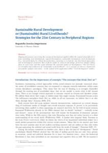 Barometr Regionalny Tom 13 nr 1 Sustainable Rural Development or (Sustainable) Rural Livelihoods? Strategies for the 21st Century in Peripheral Regions