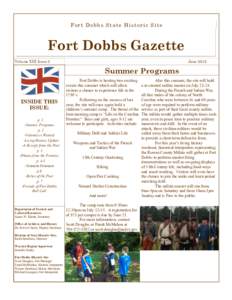 Fort Dobbs State Historic Site  Fort Dobbs Gazette JuneVolume XIII Issue 2