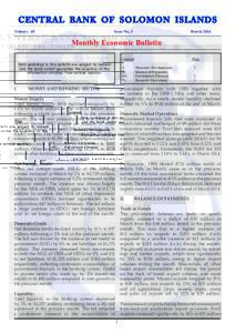 CENTRAL BANK OF SOLOMON ISLANDS Volume . 05 Issue No. 3 				  March 2014